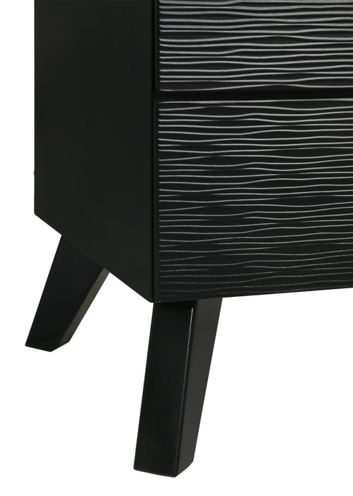 Atlas 5pc Bedroom Set with Bed, Dresser & Mirror, Mid-Century Modern, Black - Queen Size