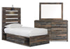 Abby 5-Piece Twin Bedroom Package with Side Storage - Brown