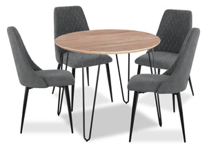 Miya 5pc Dining Set with Table & 4 Chairs, Acacia Wood, Metal, 36