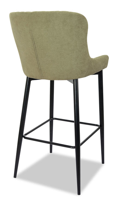 Demi Barstool with Velvet-Like Fabric, Metal - Green