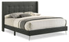 Beau Upholstered Wingback Bed in Charcoal Fabric, Tufted - Queen Size