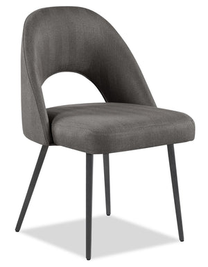 Elijah Dining Chair with Linen-Look Fabric, Metal - Grey