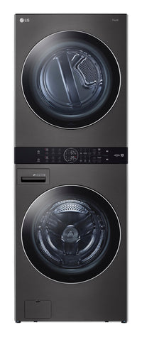 LG 5.2 Washer/7.4 Gas Dryer Cu. Ft. Front-Load High-Efficiency Steam Washtower™ - Black Steel - WKGX201H…