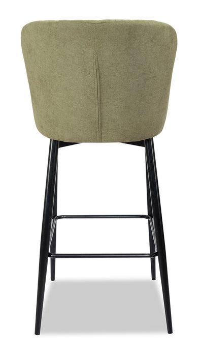 Demi Barstool with Velvet-Like Fabric, Metal - Green