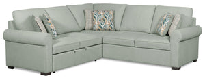 2-Piece Chenille Sectional with Left-Facing Sleeper Sofa - Seafoam
