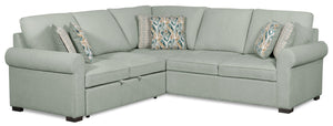 Haven 2-Piece Chenille Sectional with Left-Facing Sleeper Sofa - Seafoam