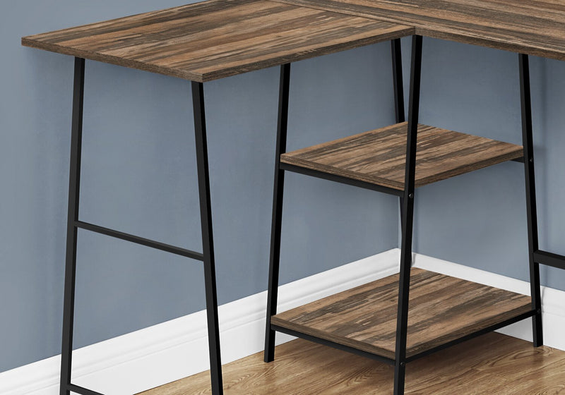 Evlin 42\" L-Shaped Office Desk with Shelves - Brown