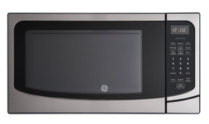 GE 1.6 Cu. Ft. Countertop Microwave with Programmable Defrost and One Minute +Pad - Stainless - JEB2167RMSS