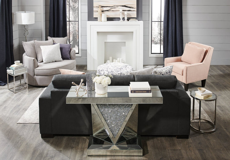 Made in Canada Sofa Lab Customizable Club 29\" Linen-Look Fabric Accent Chair with Wood Legs - Pax Rose Pink