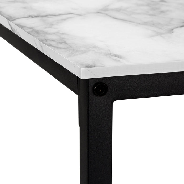 Karter 58.25\" L-Shaped Corner Office Desk - White Marble-Look