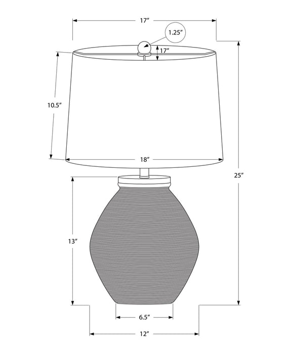 25\" Black Concrete with Gold Accent Table Lamp