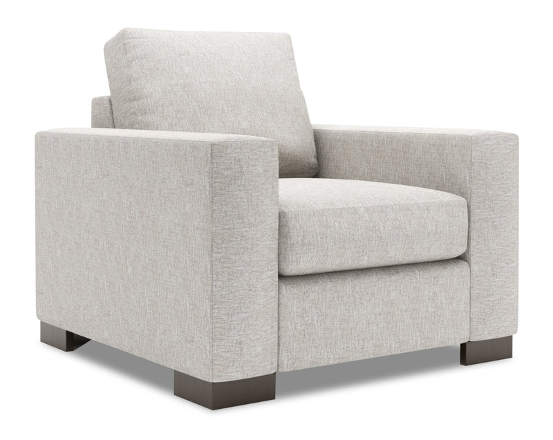 Made in Canada Sofa Lab Customizable Track 38\" Chenille Fabric Chair with Track Arms - Luxury Silver
