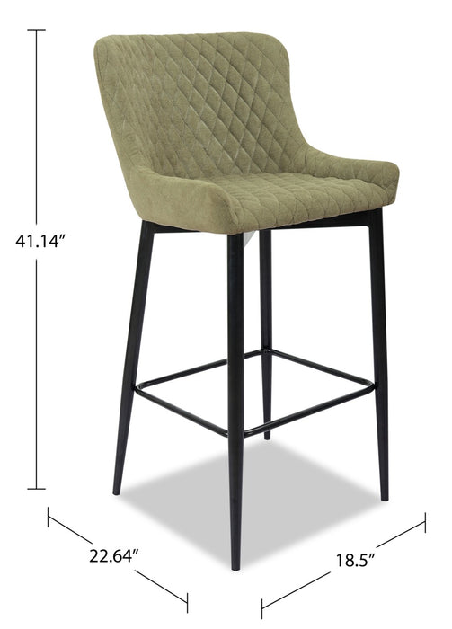 Demi Barstool with Velvet-Like Fabric, Metal - Green