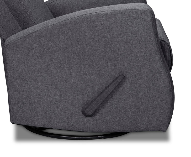 Nyla 30\" Linen-Look Fabric Swivel Rocker Reclining Chair - Grey
