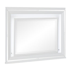Max Bedroom Dresser Mirror with LED Light, Glam - White