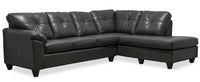 Made in Canada Addison 2-Piece Right-Facing Faux Leather Sectional with Removable Seat Cushions - Grey 