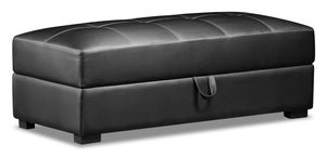 Weston Leather-Look Fabric Storage Ottoman - Black