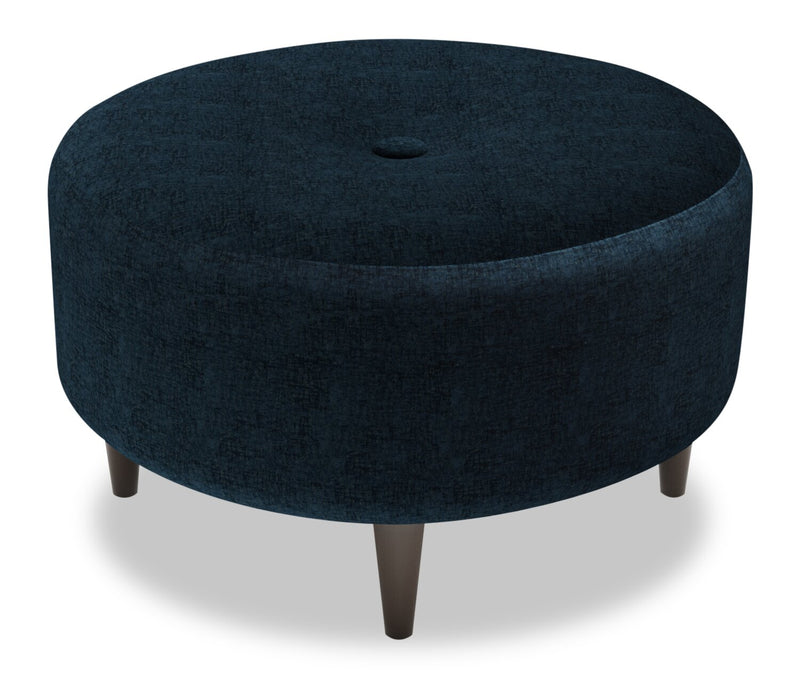 Made in Canada Customizable Sofa Lab The Curve 31\" Chenille Fabric Ottoman - Luxury Indigo Blue