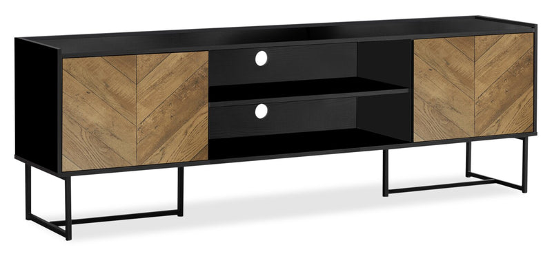 Archer 71\" Modern TV Stand with Storage and Cable Management for TVs up to 80\"- Black and Brown Two Tone