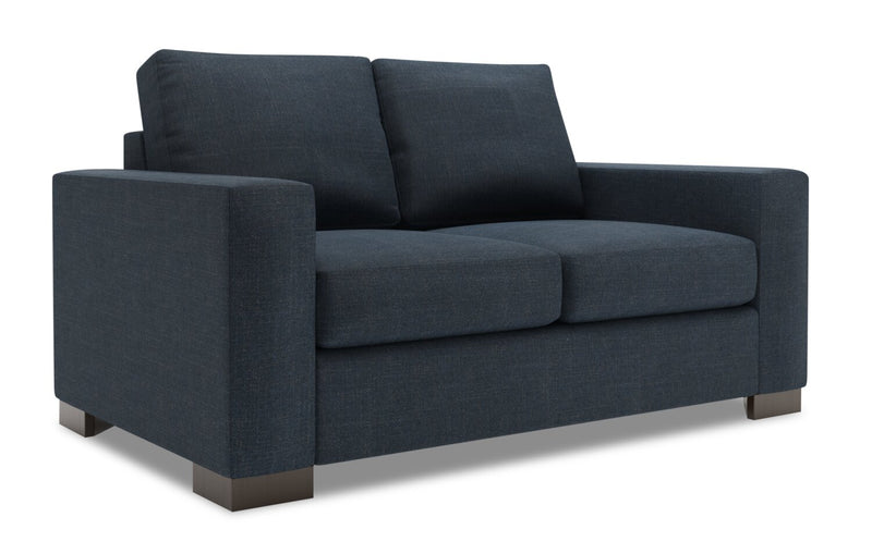 Made in Canada Customizable Sofa Lab Track  62\" Linen-Look Fabric Loveseat with Track Arms - Luna Sailor Blue