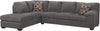 Made in Canada Morty 2-Piece Left-Facing Chenille Fabric Sofa Bed Sectional with Accent Pillows - Grey