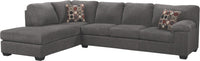 Made in Canada Morty 2-Piece Left-Facing Chenille Fabric Sofa Bed Sectional with Accent Pillows - Grey 