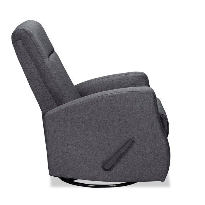 Nyla 30\" Linen-Look Fabric Swivel Rocker Reclining Chair - Grey