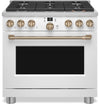 Cafe 5.7 Cu. Ft. Smart Dual Fuel Range with True European Convection and Self Clean Racks - Matte White - C2Y366P4TW2