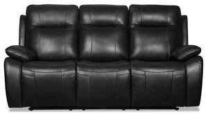 Kora Genuine Leather Power Reclining Sofa - Black