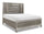 Max Platform Storage Bed with Headboard & Frame, LED, Vegan Leather, Glam, Silver - Queen Size