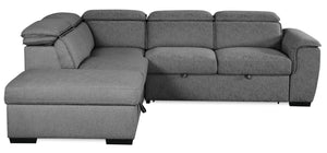 Myst 3-Piece Left-Facing Linen-Look Fabric Sleeper Sectional - Ash