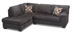 Made in Canada Morty 2-Piece Left-Facing Chenille Fabric Sectional with Accent Pillows - Grey