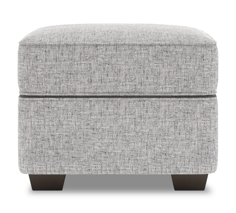 Made in Canada Customizable Sofa Lab Roll 24\" Linen-Look Fabric Ottoman - Luna Domino Grey