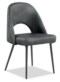 Kort & Co. Bay Dining Chair with Vegan Leather Fabric, Metal - Charcoal 