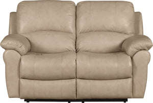 Kobe Genuine Leather Power Reclining Loveseat - Stone 