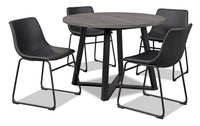 Cole 5pc Dining Set with Table & 4 Black Chairs, Metal, Melamine, 42