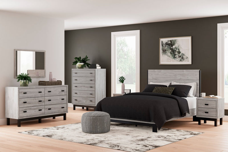 Zen 5pc Bedroom Set with Bed, Dresser & Mirror, Light Grey - Queen Size