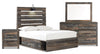 Abby 6pc Bedroom Set with Side Storage Bed, Dresser, Mirror & Nightstand, LED, USB, Brown - Full Size