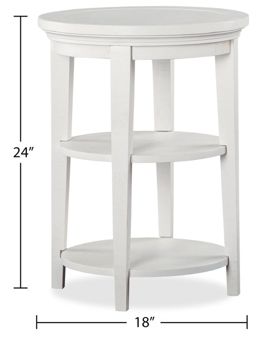 Heron Cove 18\" Traditional Round End Table with Shelf - White Pine