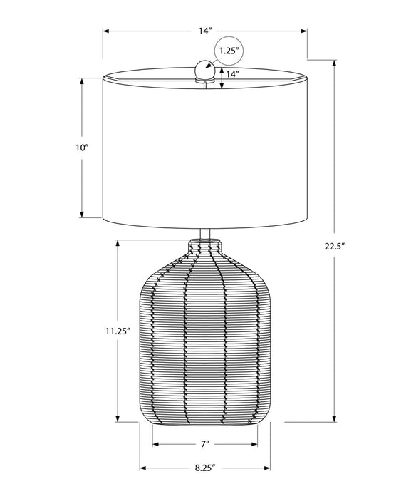 23\" Black Rattan Table Lamp