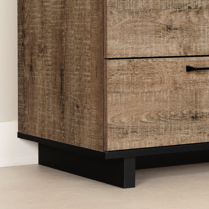 Everley Bedside 2-Drawer Nightstand with USB Ports, 19.5\"W x 22.5\"- Brown