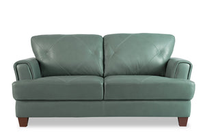 Vita 100% Genuine Leather Loveseat - Seafoam