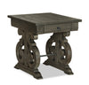 Bellamy 22\" Traditional End Table with Storage - Dark Brown Pine with Scroll Design Wood Base
