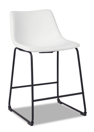 Cole Counter-Height Stool with Vegan Leather Fabric, Metal - White