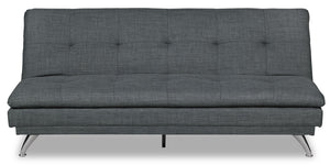 June Linen-Look Fabric Futon - Grey