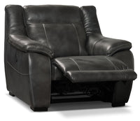 Novo Leather-Look Fabric Power Recliner - Grey 