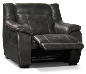 Novo Leather-Look Fabric Power Recliner - Grey