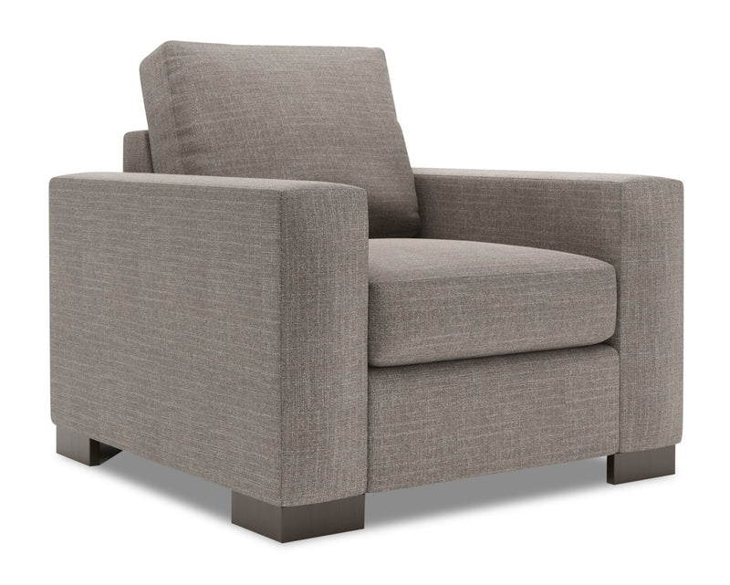 Made in Canada Sofa Lab Customizable Track 38\" Linen-Look Fabric Chair with Track Arms - Luna Smoke Grey