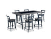 Lars 7pc Counter-Height Dining Set with Table & 6 Chairs, Metal, Trestle-Base, 69