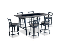 Lars 7pc Counter-Height Dining Set with Table & 6 Chairs, Metal, Trestle-Base, 69